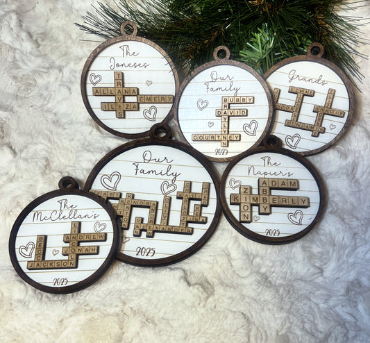 Personalized Family name puzzle ornament