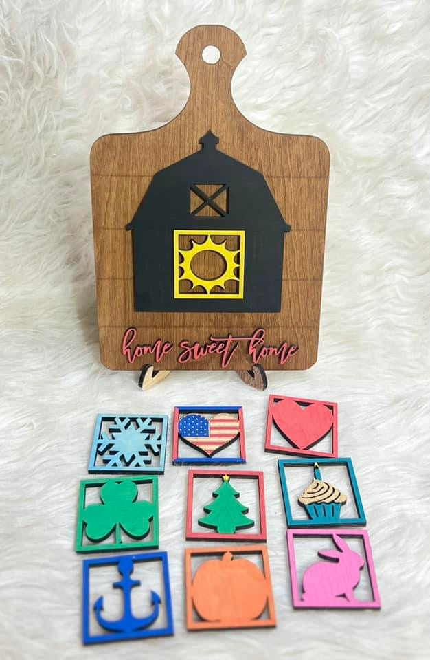 Interchangeable cutting board decor