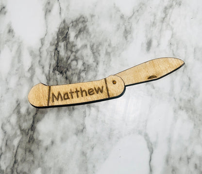 Personalized wooden pocket knife/kids play/ wood knife/Easter basket filler